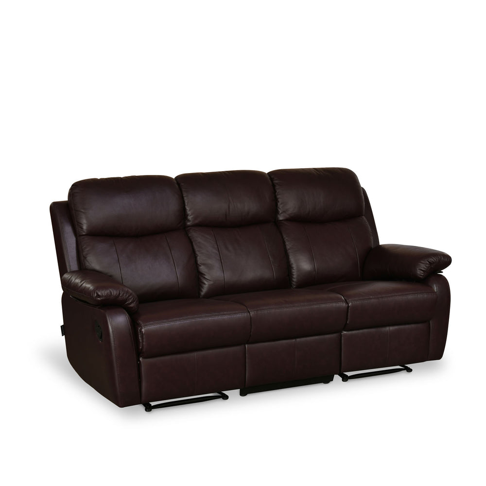 Carolina 3 Seater Sofa with 2 Manual Sofa Recliners- Brown