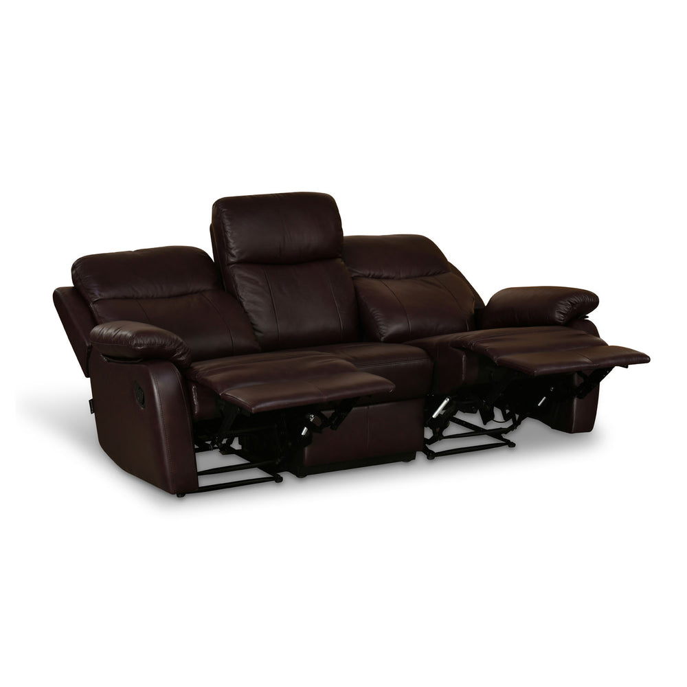 Carolina 3 Seater Sofa with 2 Manual Sofa Recliners- Brown