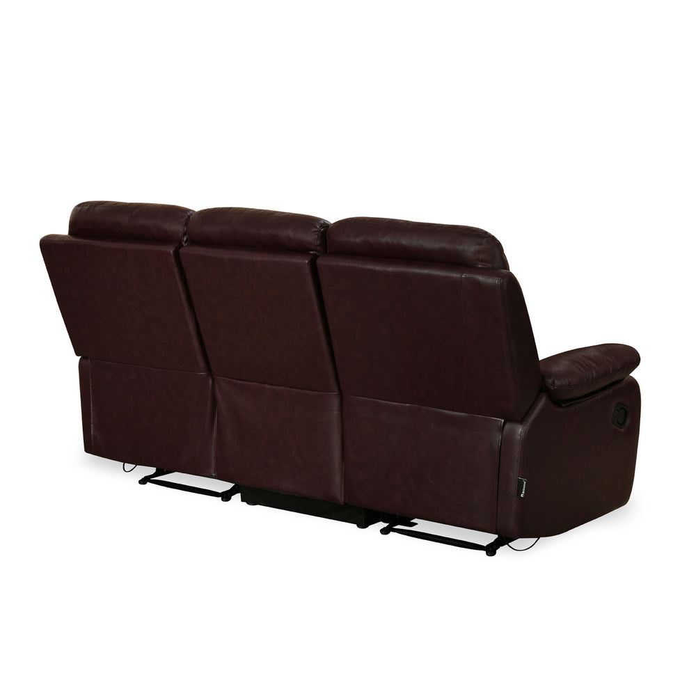 Carolina 3 Seater Sofa with 2 Manual Sofa Recliners- Brown