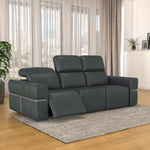 Castel 3 Seater Leather Electric Sofa Recliner- Green