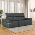 Castel 3 Seater Leather Electric Sofa Recliner- Green
