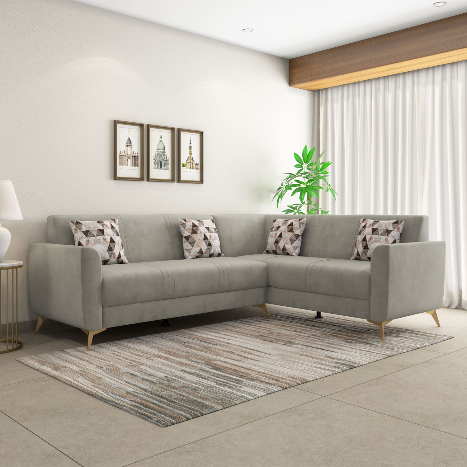 Copper Corner Sofa- Beige