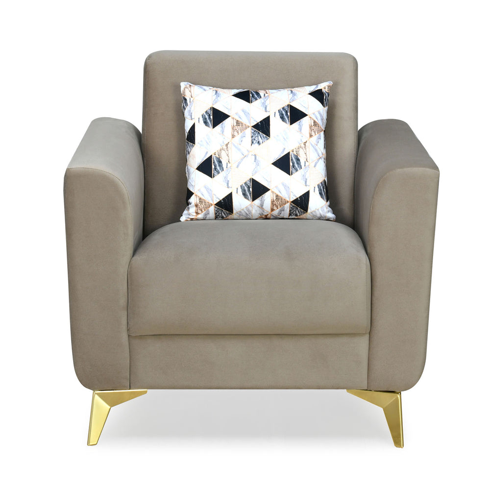 Cooper 1 Seater Fabric Sofa with Cushion- Beige