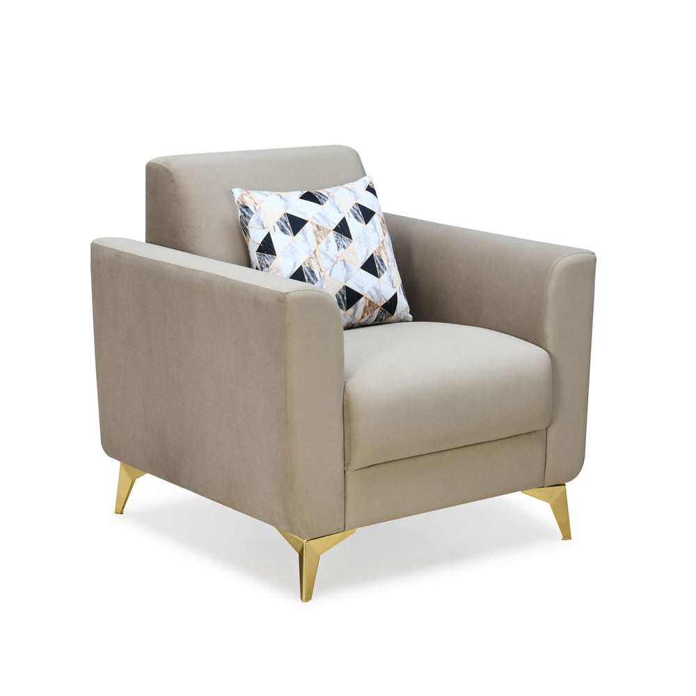 Cooper 1 Seater Fabric Sofa with Cushion- Beige