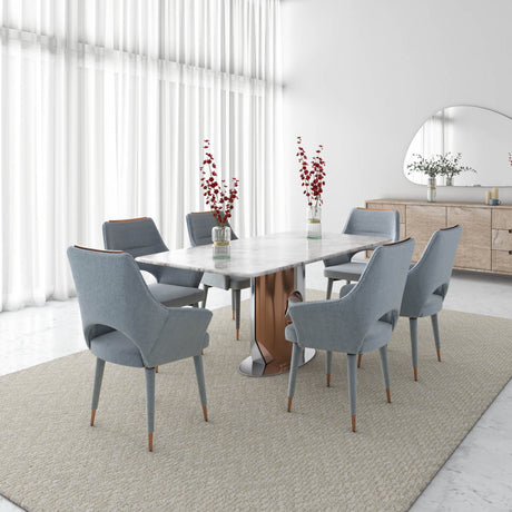 Nilkamal Cordelia 6 Seater Dining Set (Crystal Blue & Grey)