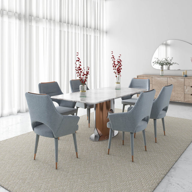 Nilkamal Cordelia 6 Seater Dining Set (Crystal Blue & Grey)