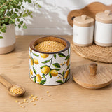 Small Round Wooden Cannister- Yellow