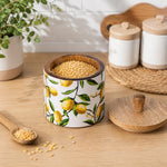 Small Round Wooden Cannister- Yellow