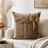 Abstract Vicose Velvet 16" x 16" Cushion Cover- Gold