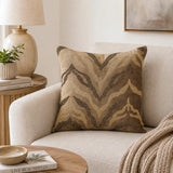 Decorative Waves Vicose Velvet 16" x 16" Cushion Cover- Gold