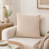 Jacquard Arch Polyester 20'' x 20" Filled Cushion - Beige