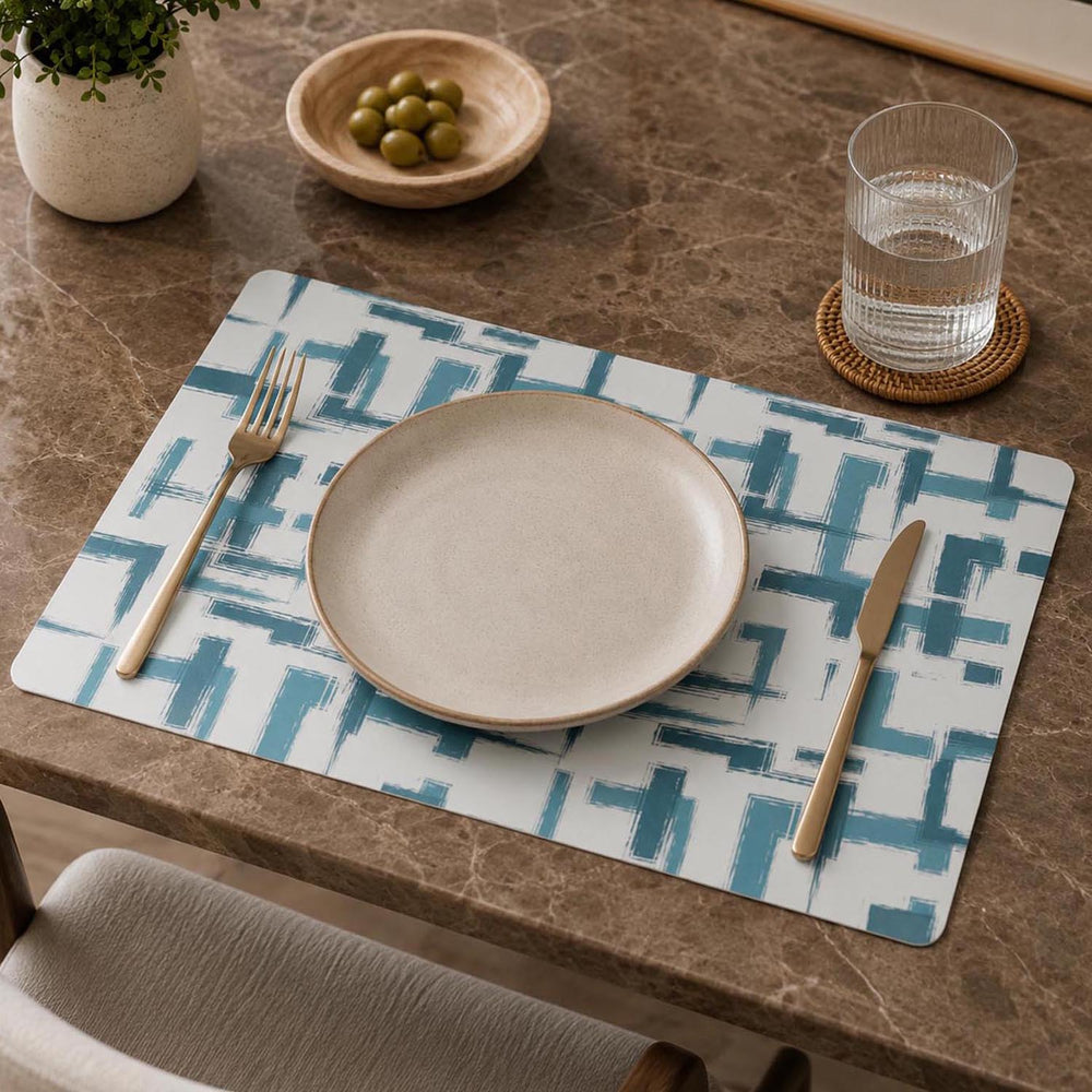 Abstract Printed EVA Placemat Set of 4- Blue