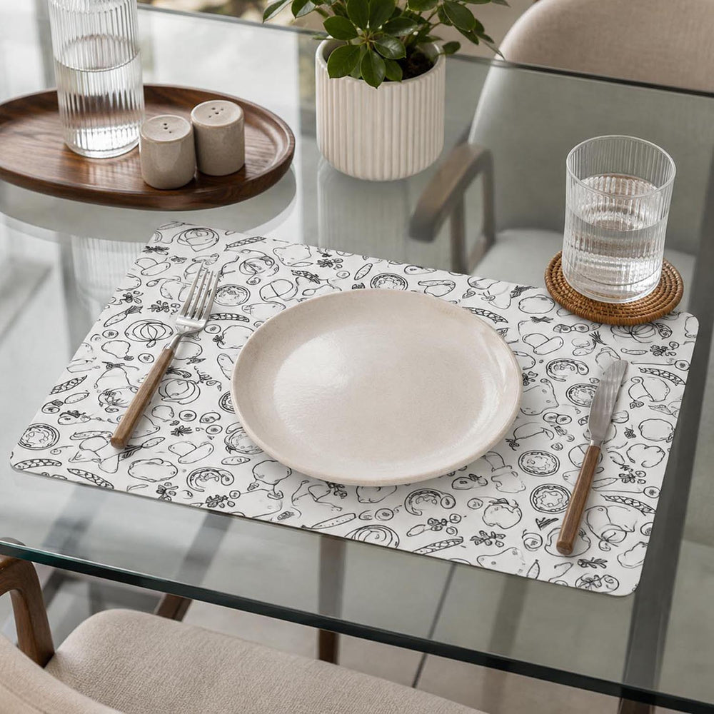 Doodle Print EVA Placemat Set of 4- Black