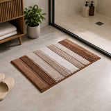 Dual Pattern Polyester 16" x 24" Bath Mat- Brown