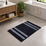 Dual Pattern Polyester 16" x 24" Bath Mat- Dark Blue