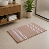 Dual Pattern Polyester 16" x 24" Bath Mat- Light Brown