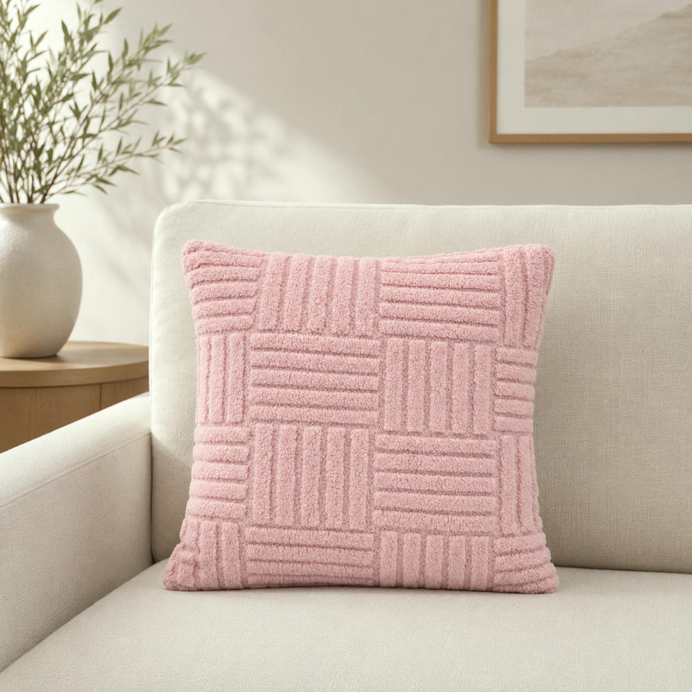 Geometric Polyester 50 x 50 cm Filled Cushion- Pink