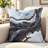 Mystic Marble Waves Pattern 16" x 16" Cushion Cover- Black