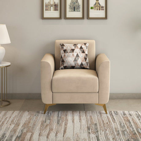 Nilkamal Cooper Fabric 1 Seater Sofa with Cushion (Beige)