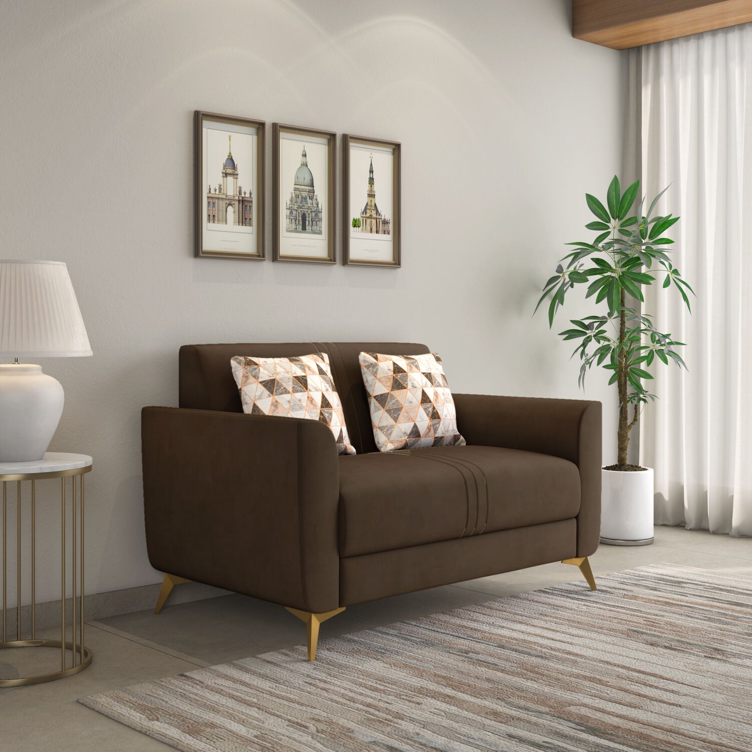 Cooper 2 Seater Fabric Sofa- Brown