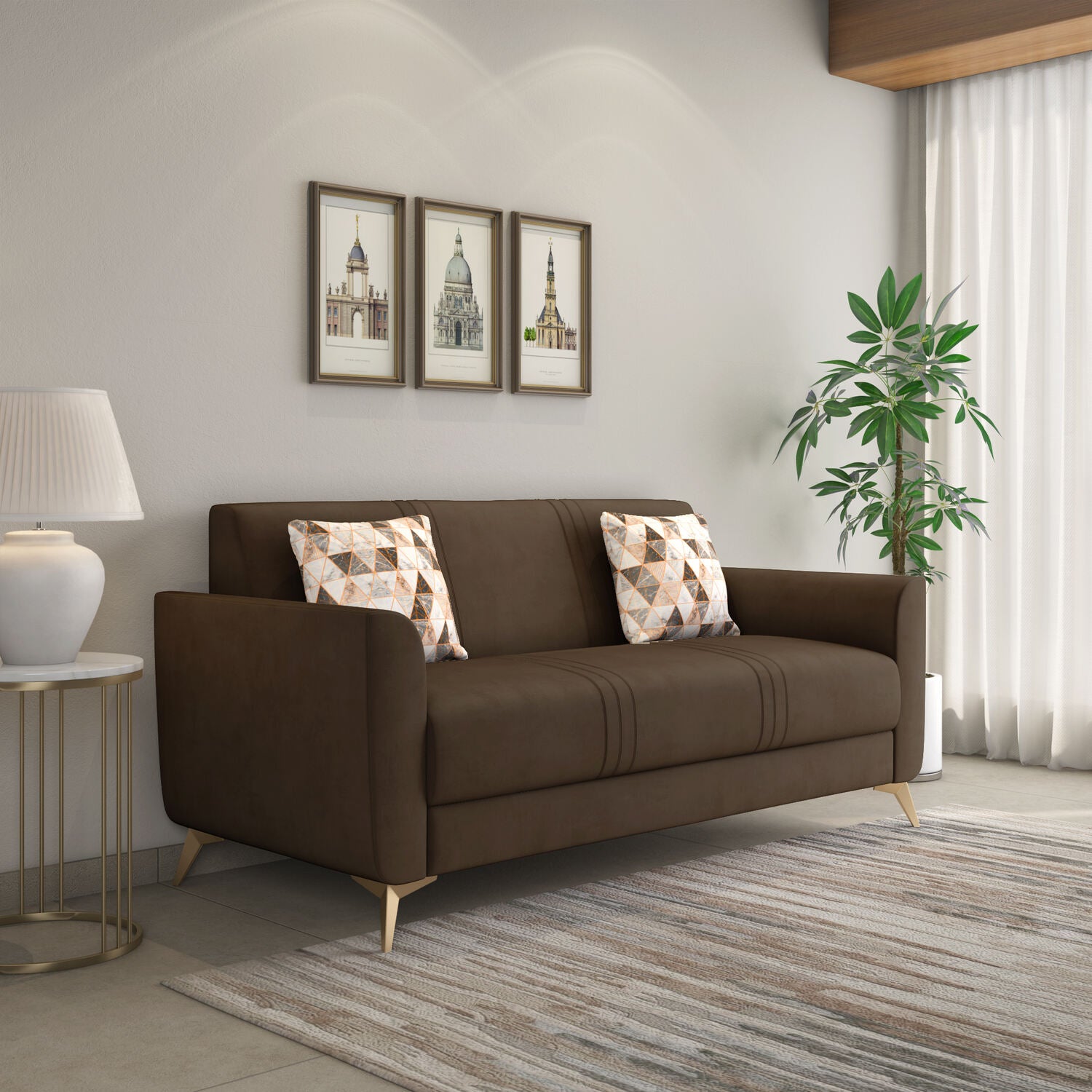 Cooper 3 Seater Fabric Sofa- Brown