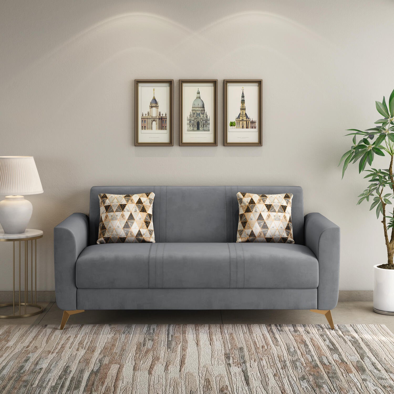 Cooper 3 Seater Fabric Sofa- Metallic Grey