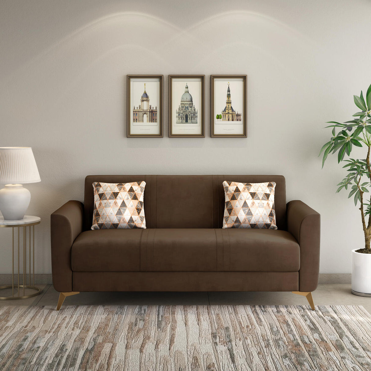 Cooper 3 Seater Fabric Sofa- Brown