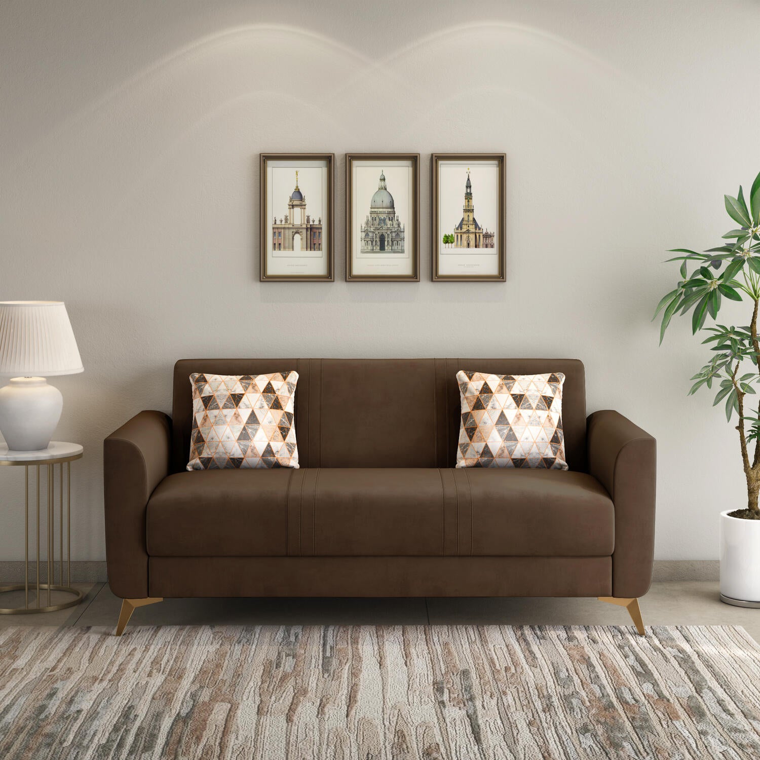 Cooper 3 Seater Fabric Sofa- Brown