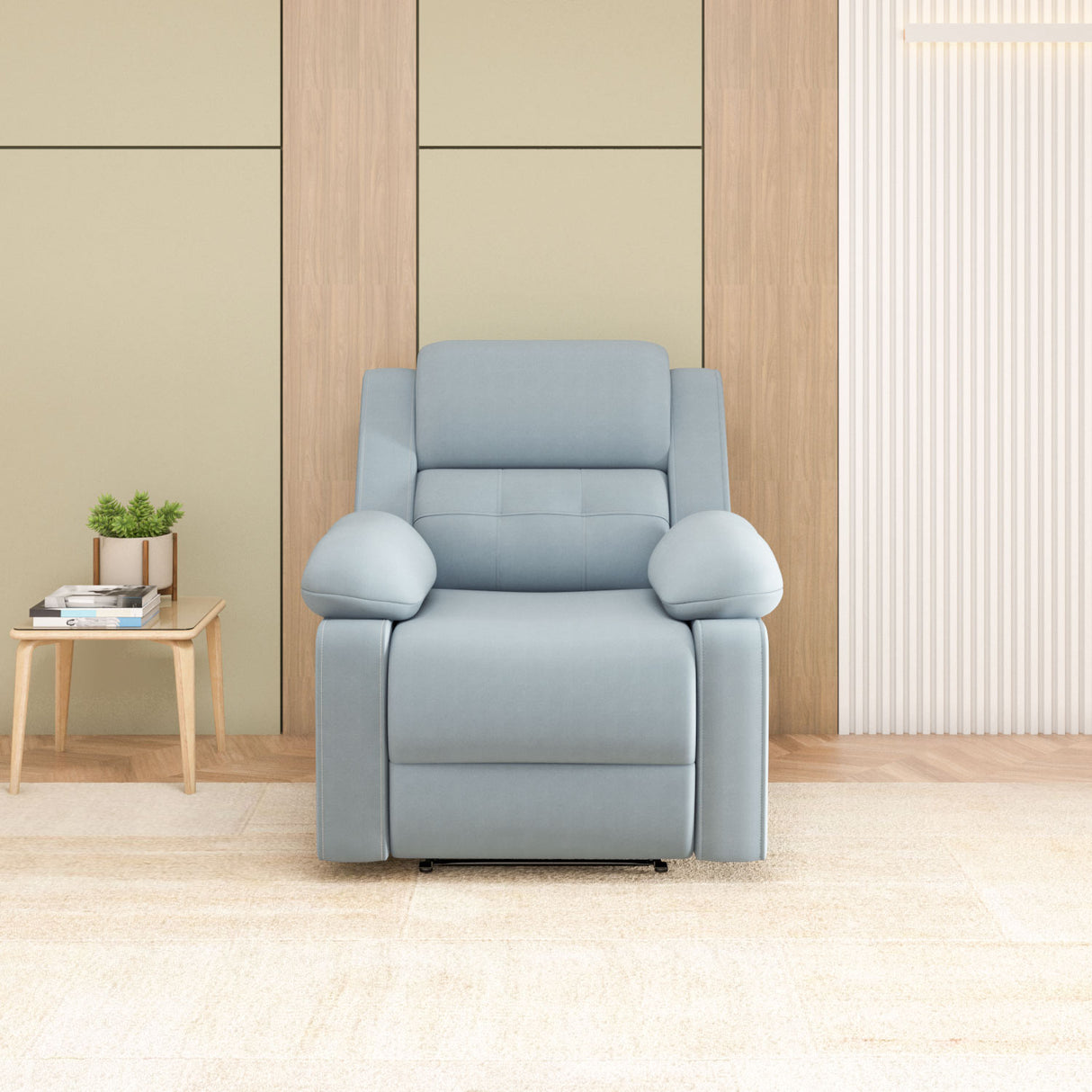 Derik 1 Seater Manual Recliner Sofa- Metallic Grey