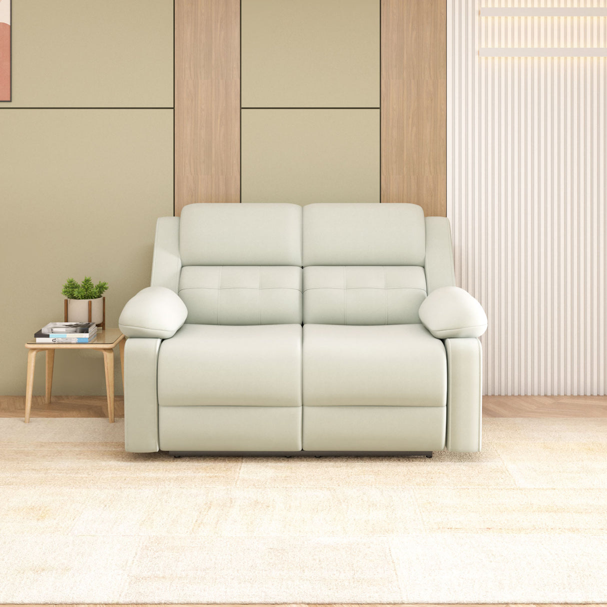 Derik 2 Seater Manual Recliner Sofa- Beige