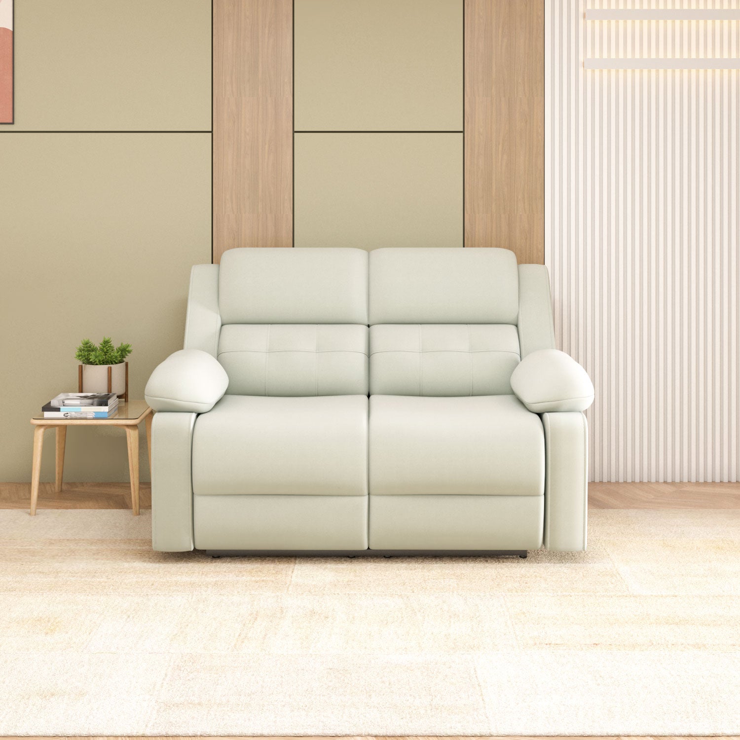 Derik 2 Seater Manual Recliner Sofa- Beige
