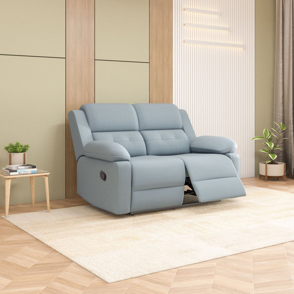 Derik 2 Seater Manual Recliner Sofa- Metallic Grey