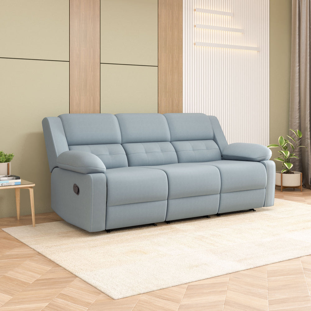 Derik 3 Seater Manual Recliner Sofa- Metallic Grey