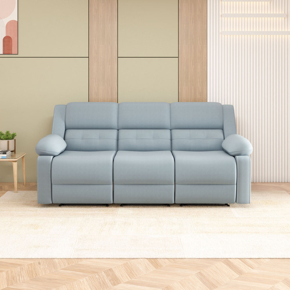 Derik 3 Seater Manual Recliner Sofa- Metallic Grey