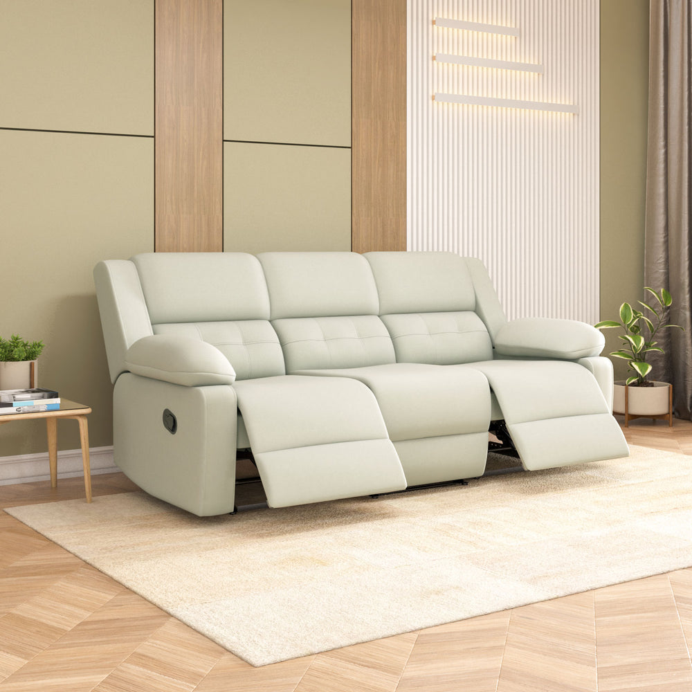 Derik 3 Seater Manual Recliner Sofa- Beige