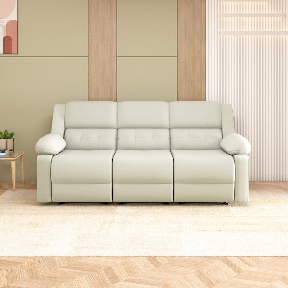 Derik 3 Seater Manual Recliner Sofa- Beige