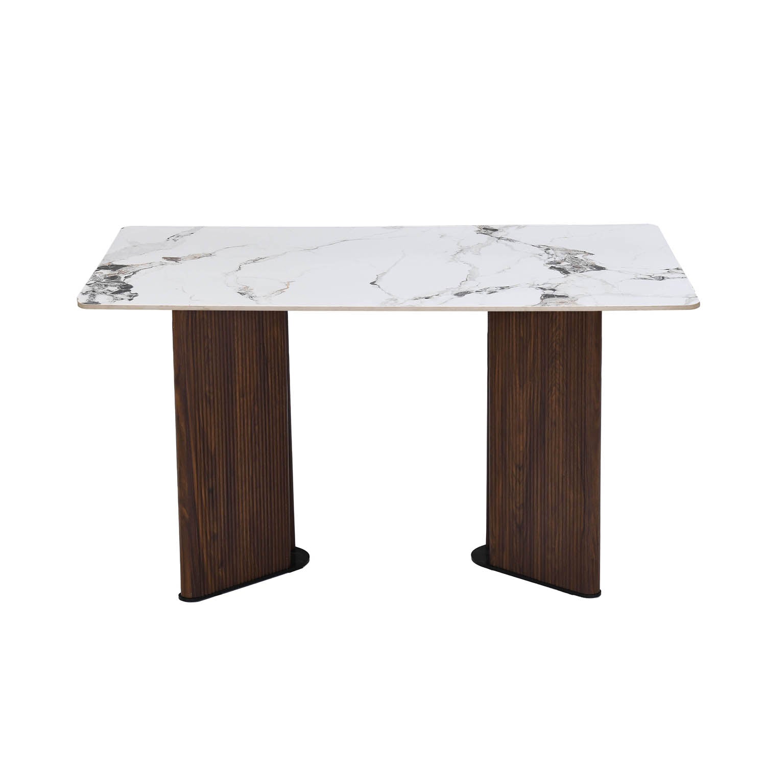 4 Seater Allune Ceramic Dining Set with Dexor Base and Tierra Chairs- Ash White