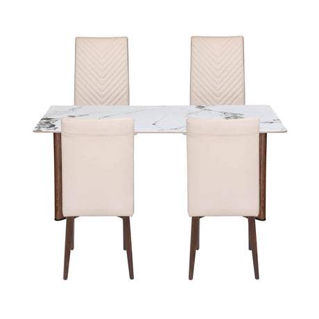 4 Seater Allune Ceramic Dining Set with Dexor Base and Linzy Chairs- Ash White