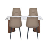 4 Seater Allune Ceramic Dining Set with Dexor Base and Nivo Chairs- Ash White