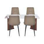 4 Seater Allune Ceramic Dining Set with Dexor Base and Nivo Chairs- Ash White