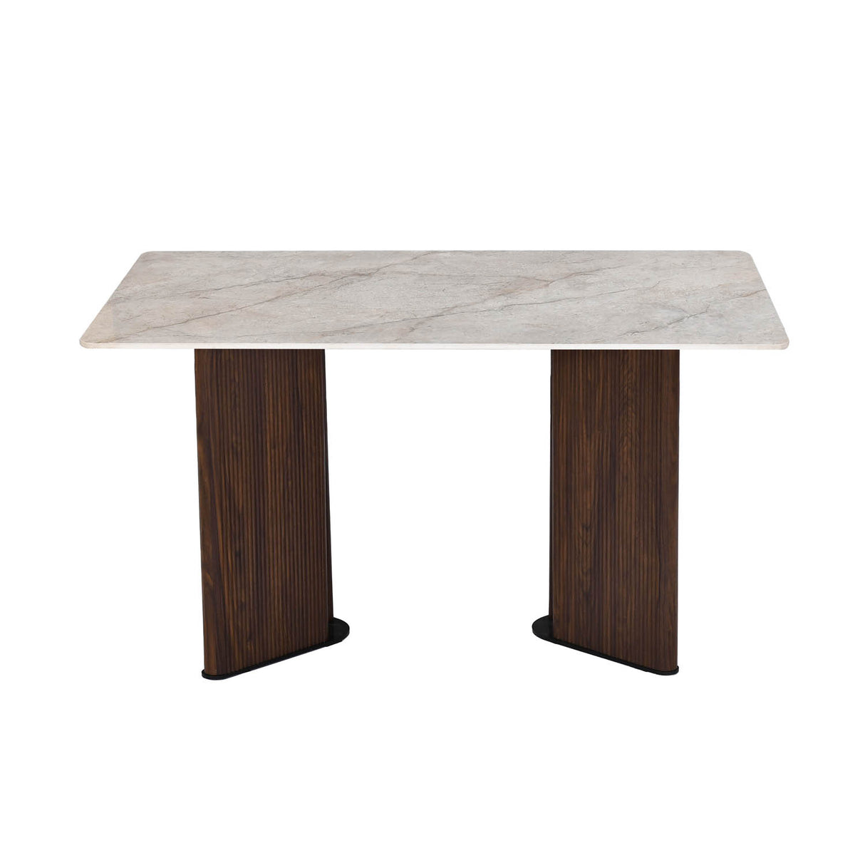 4 Seater Bevon Ceramic Dining Set with Dexor Base and Nivo Chairs- Cloud Beige