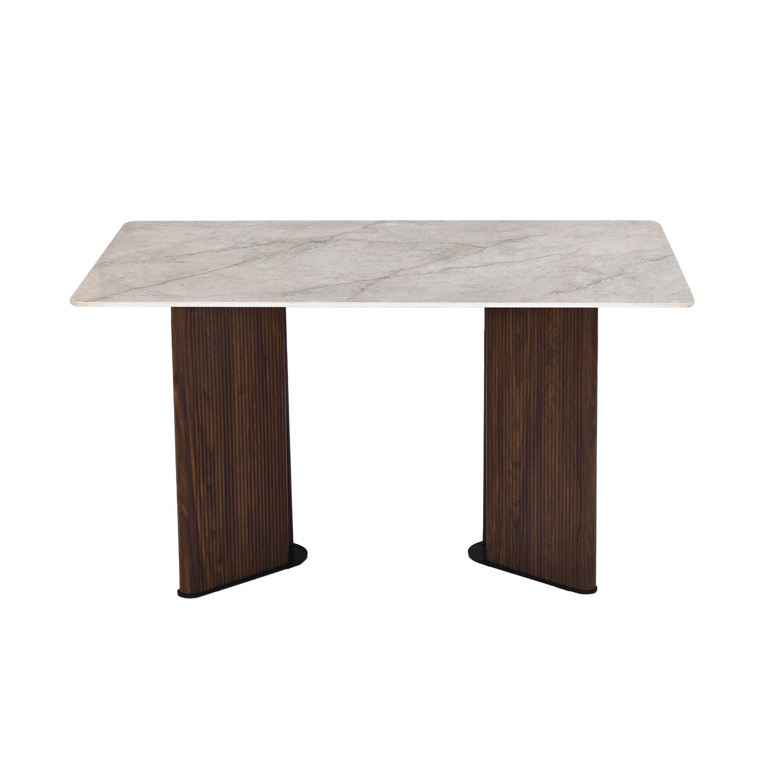 4 Seater Bevon Ceramic Dining Set with Dexor Base and Tierra Chairs- Cloud Beige