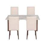 4 Seater Bevon Ceramic Dining Set with Dexor Base and Linzy Chairs- Cloud Beige
