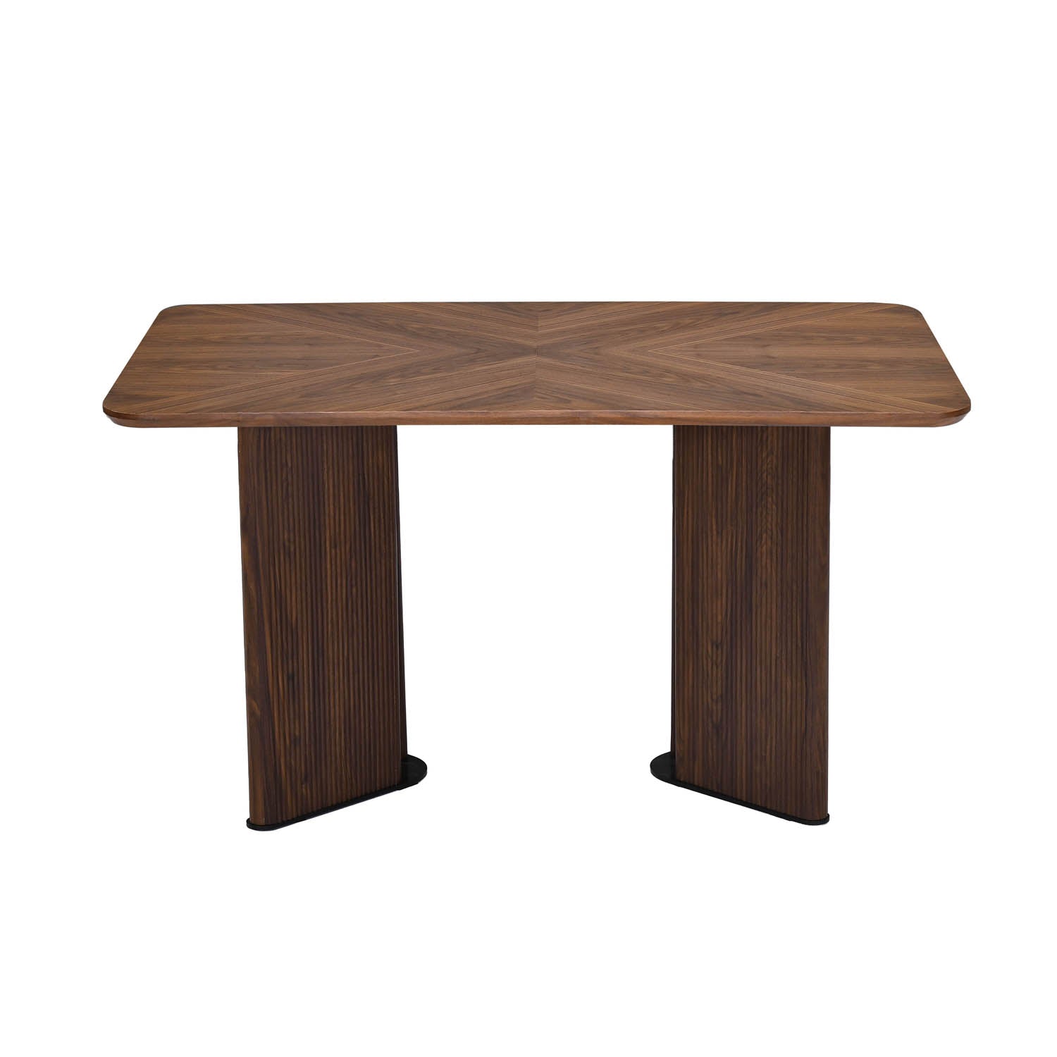 4 Seater Parquel Wooden Dining Set with Dexor Base and Ellipse Chairs- Walnut Brown