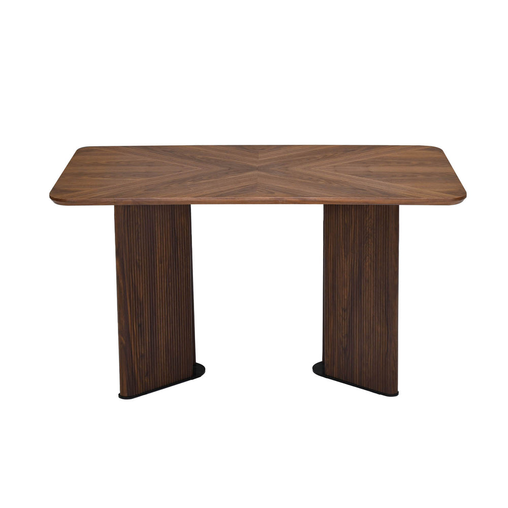 4 Seater Parquel Wooden Dining Set with Dexor Base and Linzy Chairs- Walnut Brown