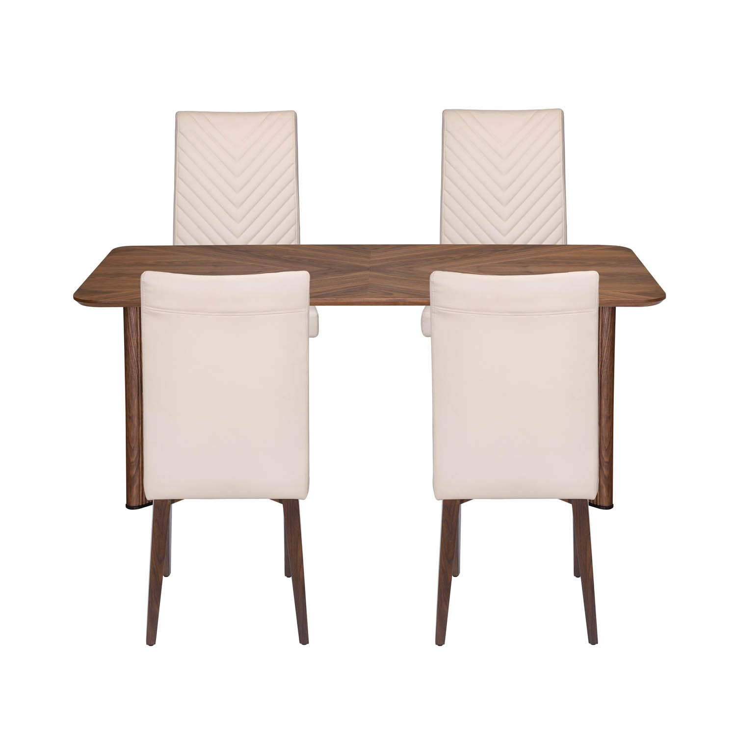 4 Seater Parquel Wooden Dining Set with Dexor Base and Linzy Chairs- Walnut Brown
