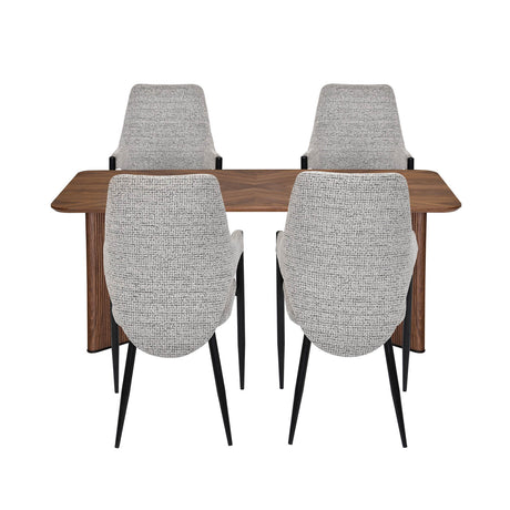 4 Seater Parquel Wooden Dining Set with Dexor Base and Tierra Chairs- Walnut Brown