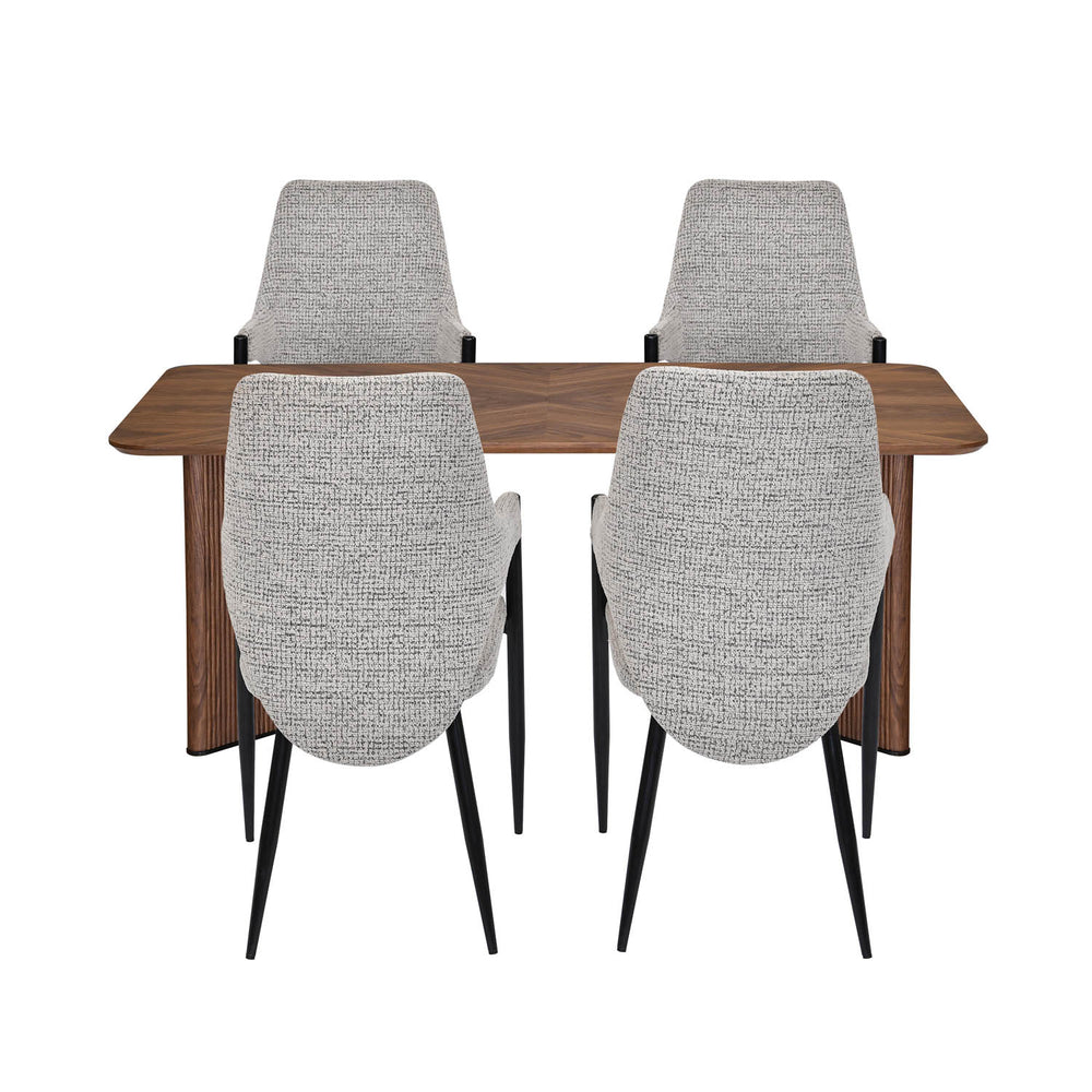 4 Seater Parquel Wooden Dining Set with Dexor Base and Tierra Chairs- Walnut Brown