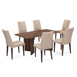 6 Seater Parquel Wooden Dining Set with Dexor Base and Linzy Chairs- Walnut Brown