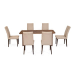 6 Seater Parquel Wooden Dining Set with Dexor Base and Linzy Chairs- Walnut Brown